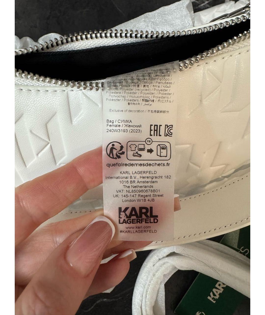 KARL LAGERFELD Белая кожаная сумка через плечо, фото 5