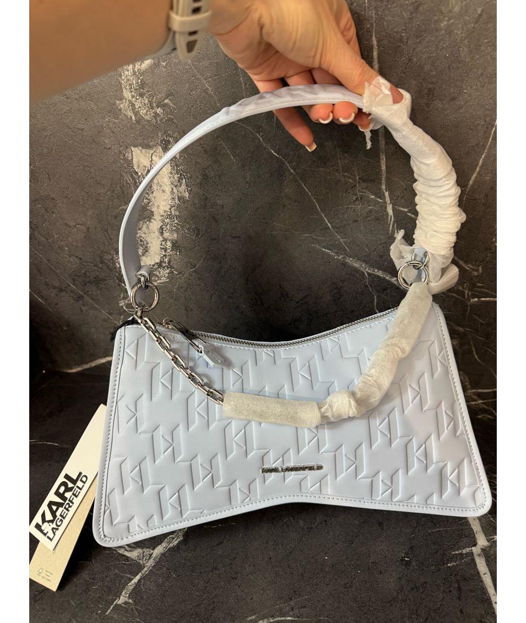KARL LAGERFELD Голубая кожаная сумка через плечо, фото 9