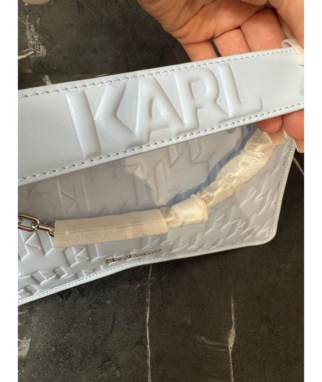 KARL LAGERFELD Голубая кожаная сумка через плечо, фото 7