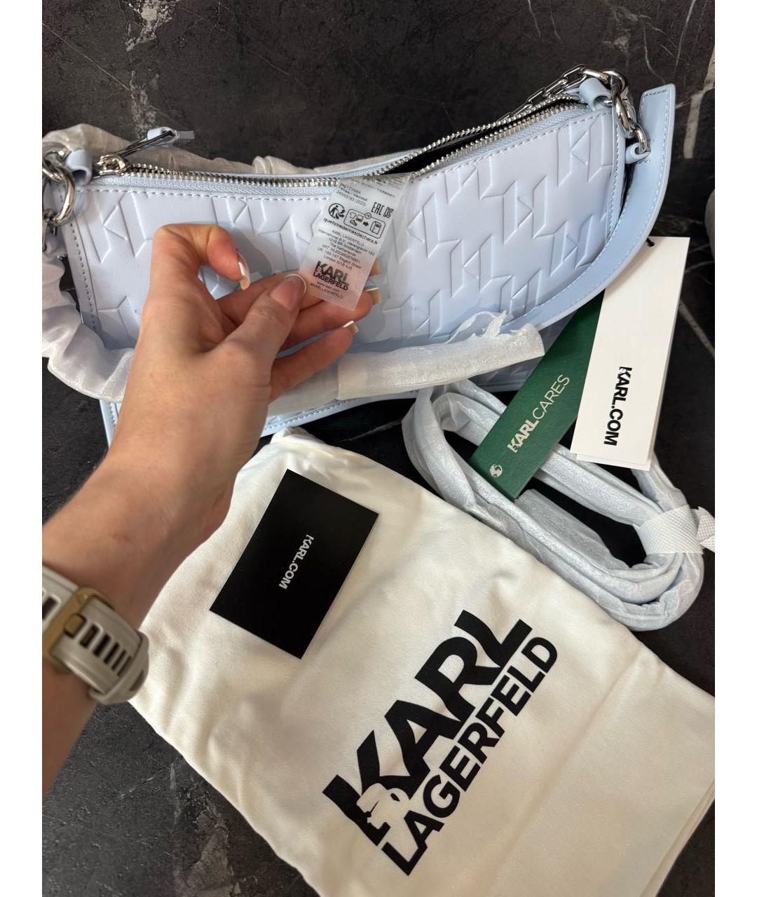 KARL LAGERFELD Голубая кожаная сумка через плечо, фото 5