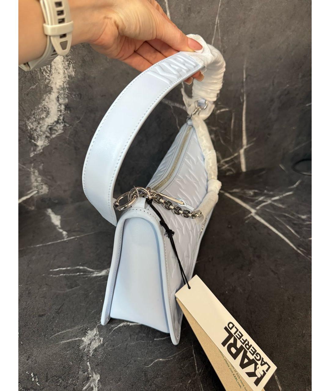 KARL LAGERFELD Голубая кожаная сумка через плечо, фото 2