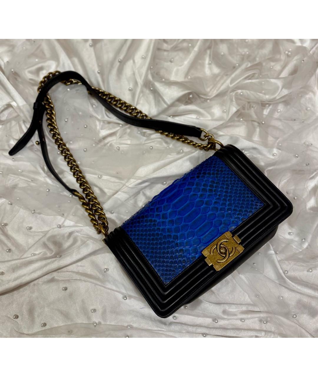 CHANEL Синяя кожаная сумка через плечо, фото 3