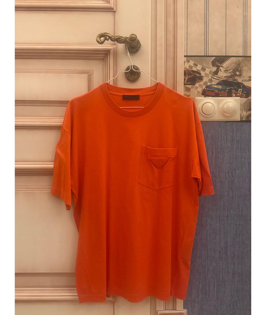 PRADA Оранжевая хлопковая футболка, фото 4