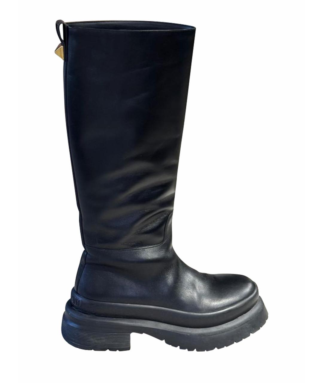 VALENTINO Черные кожаные сапоги, фото 1