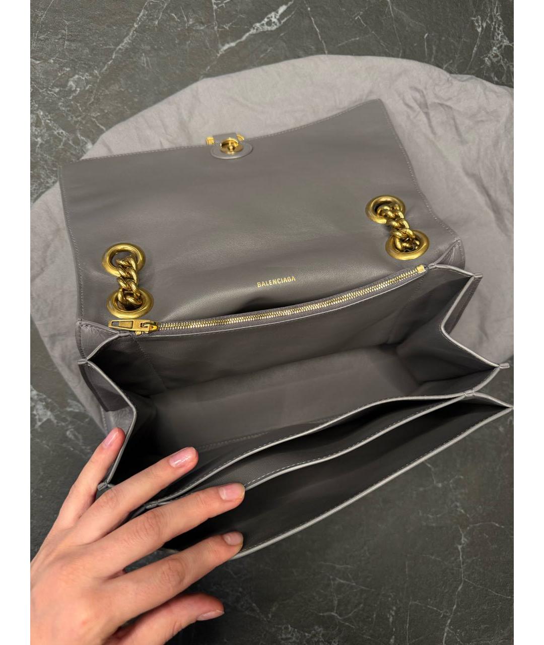 BALENCIAGA Серая кожаная сумка через плечо, фото 4