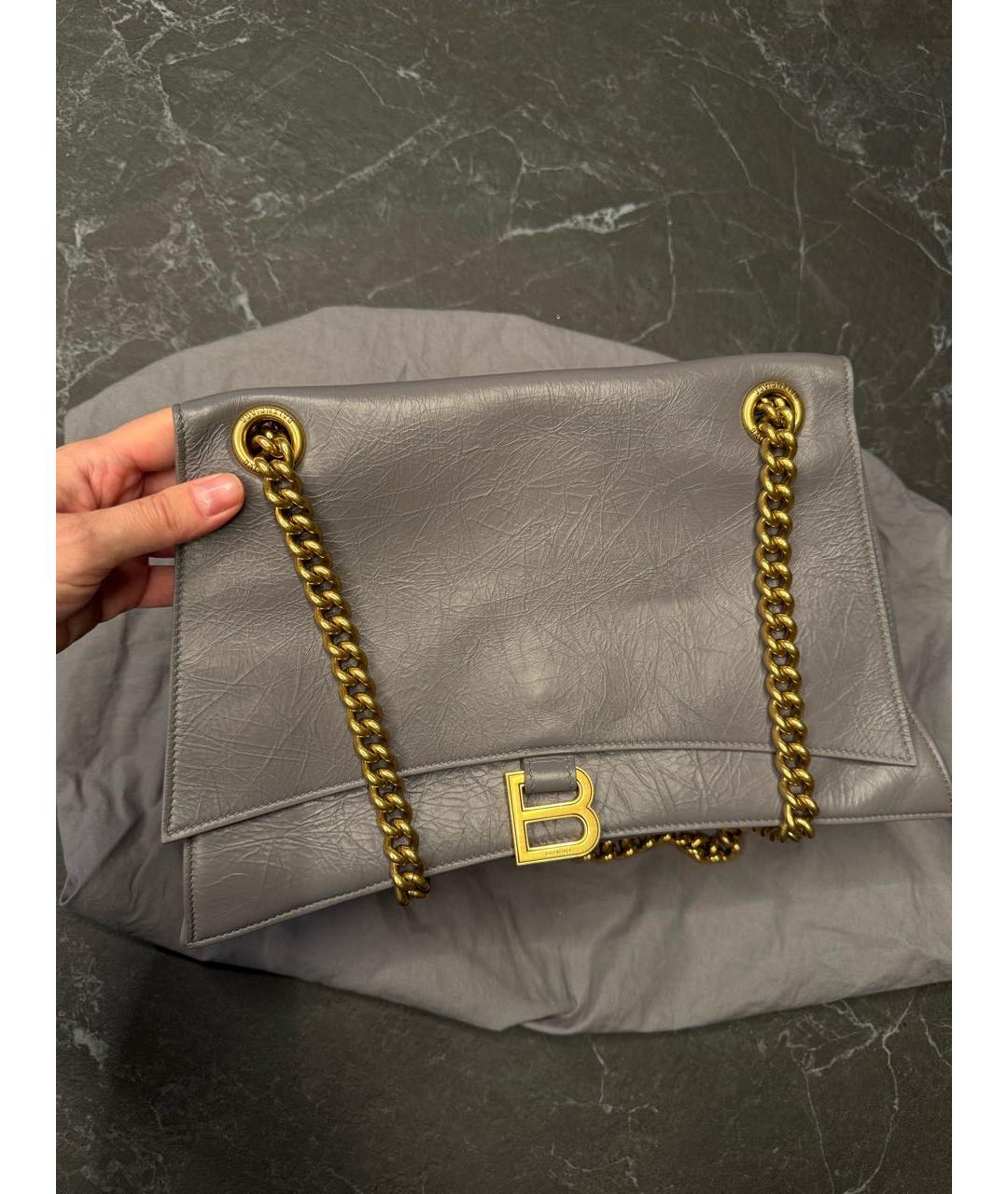 BALENCIAGA Серая кожаная сумка через плечо, фото 8