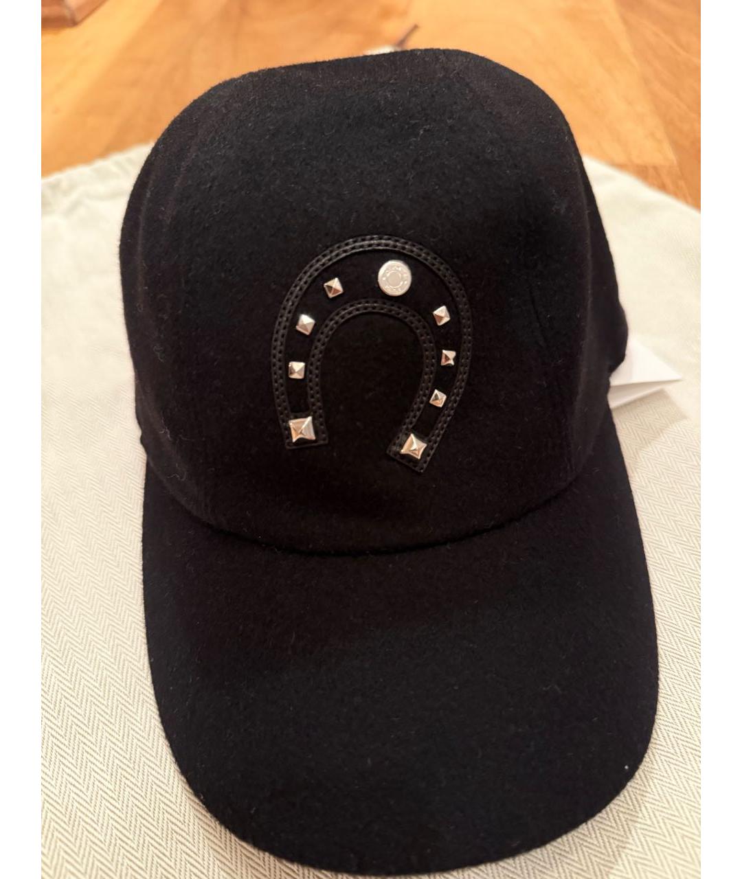 HERMES Черная кашемировая кепка, фото 2