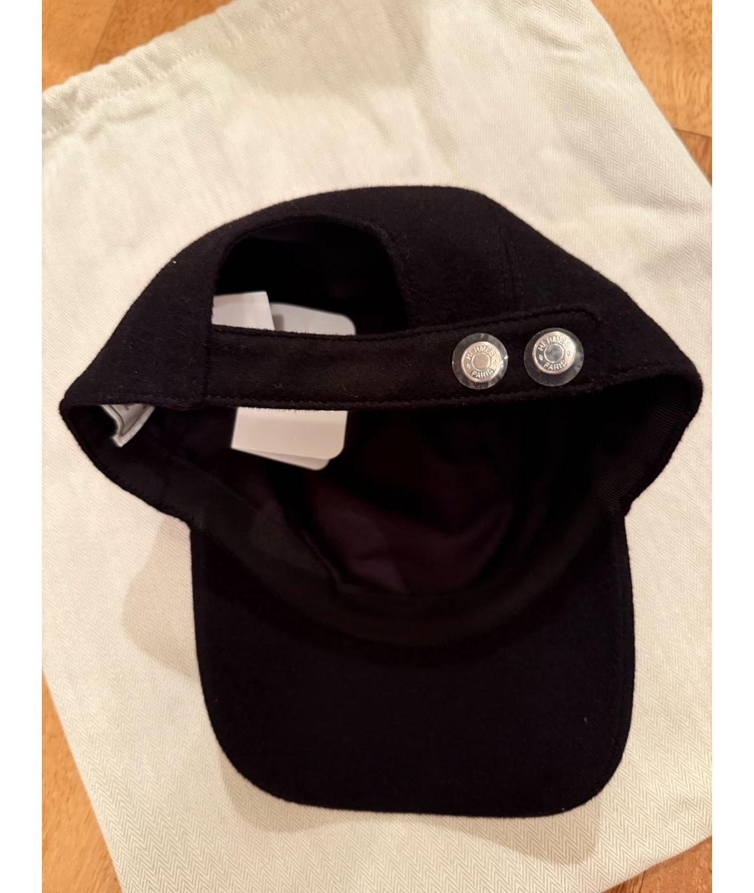 HERMES Черная кашемировая кепка, фото 3