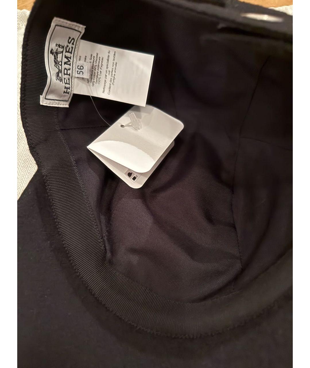 HERMES Черная кашемировая кепка, фото 4