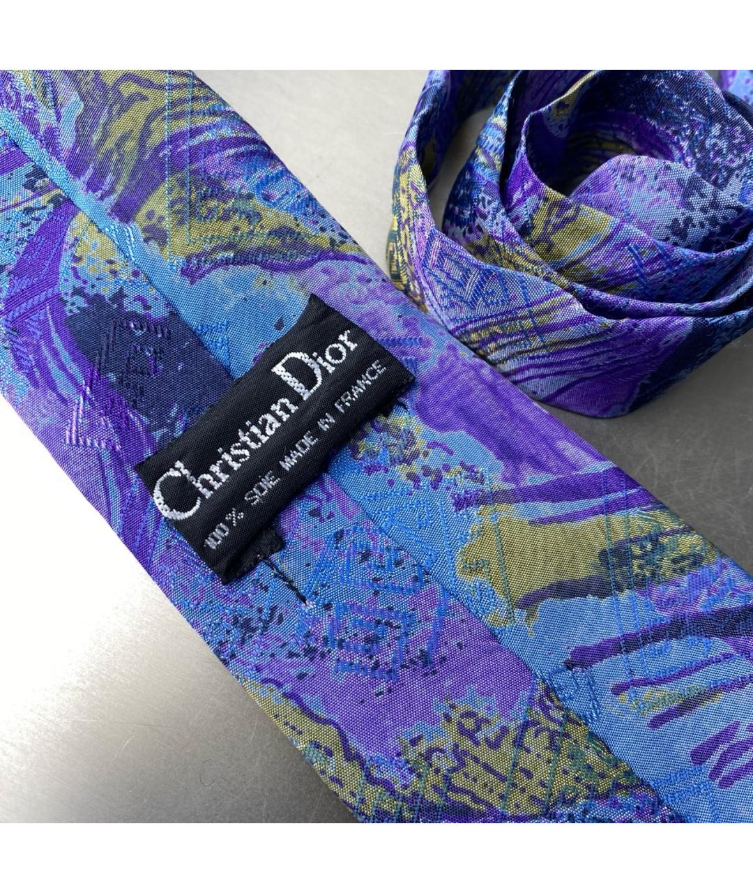 CHRISTIAN DIOR Синий шелковый галстук, фото 4