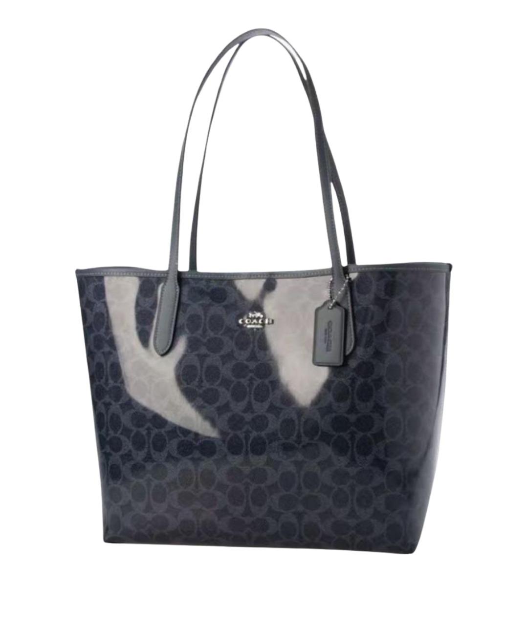 COACH Темно-синяя сумка с короткими ручками, фото 1