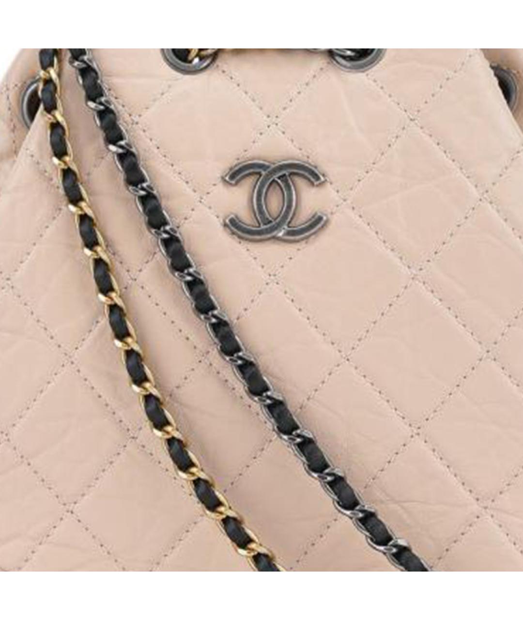 CHANEL Бежевый кожаный рюкзак, фото 4