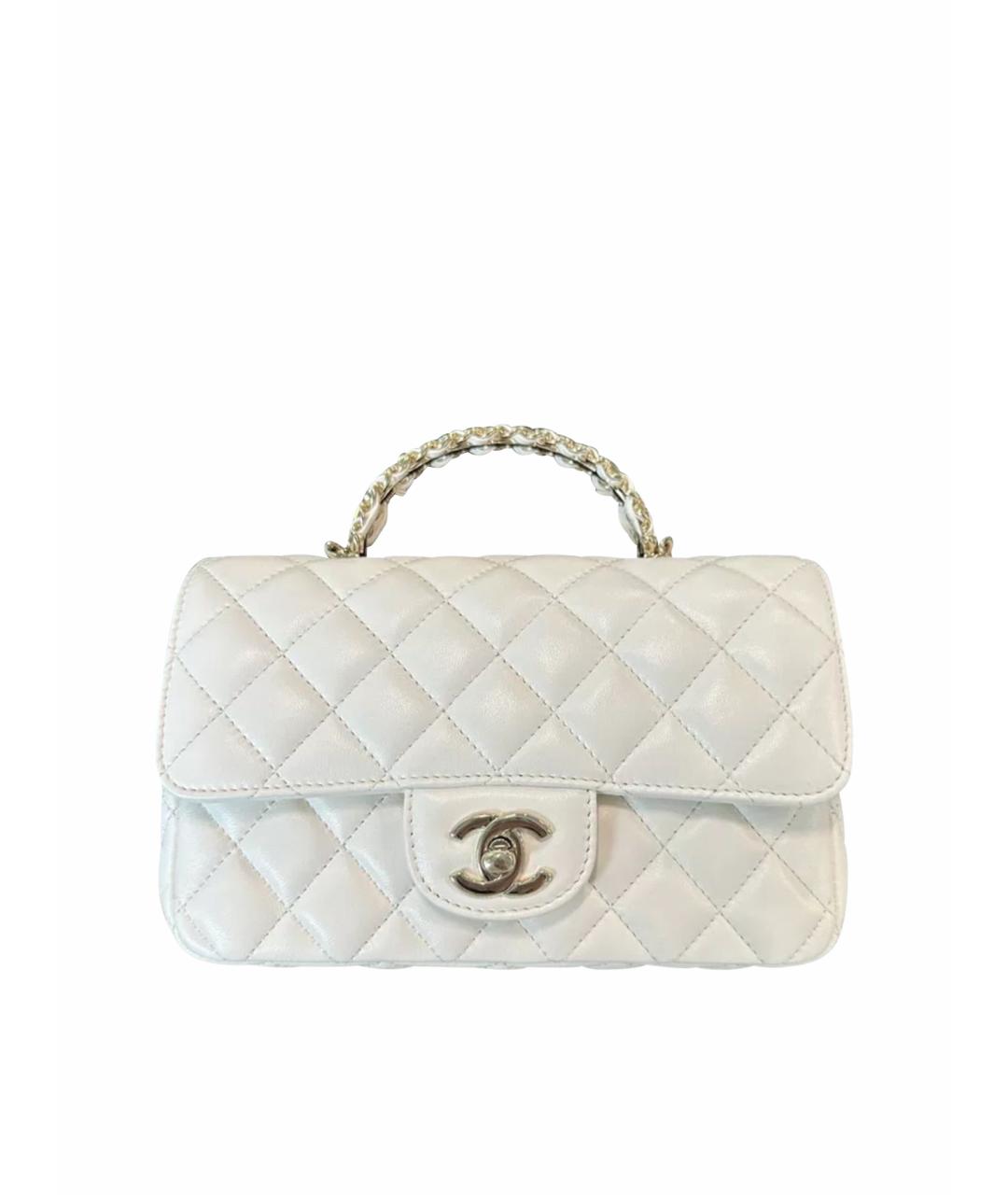 CHANEL Белая кожаная сумка через плечо, фото 6