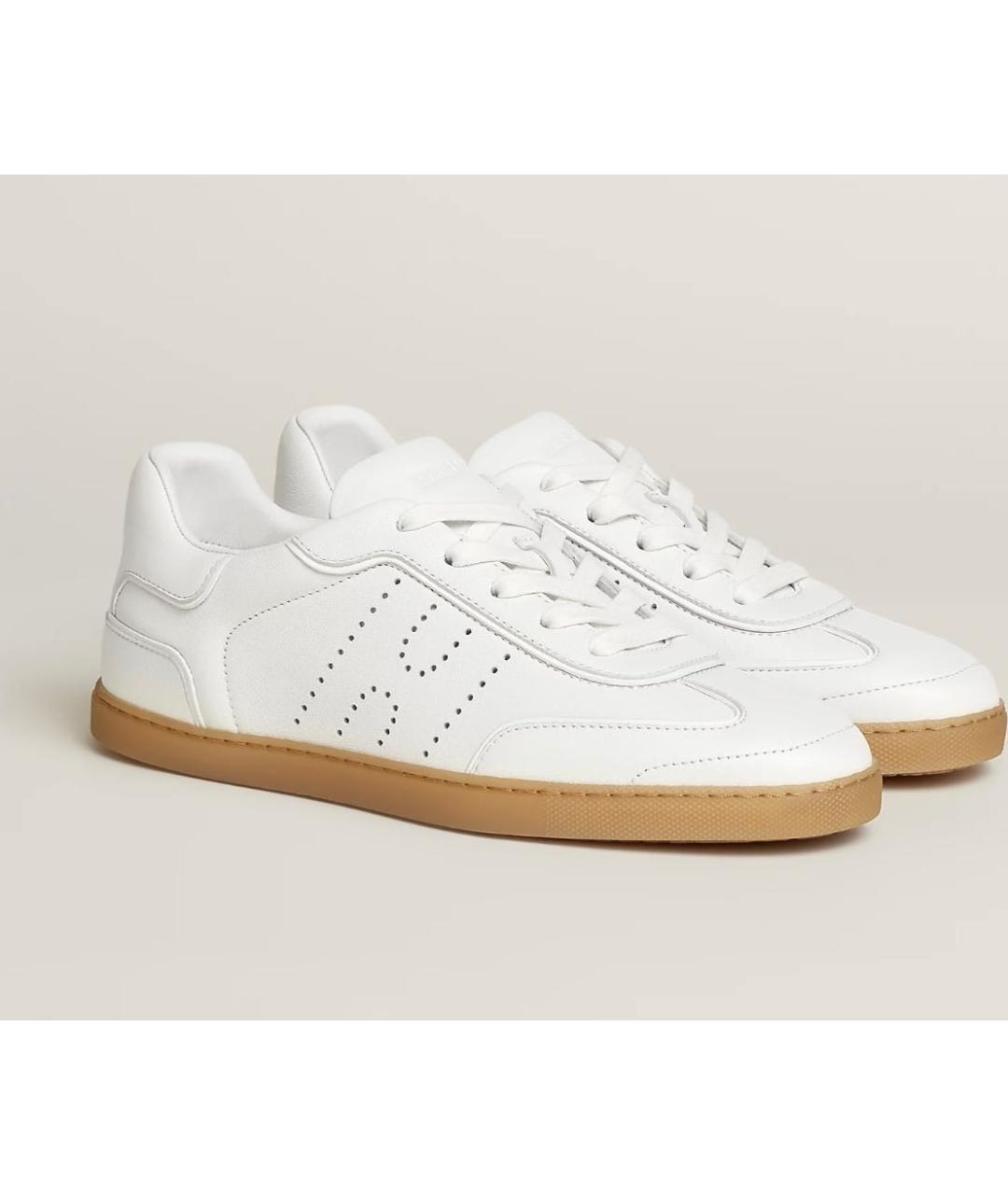 HERMES Белые кожаные кроссовки, фото 7