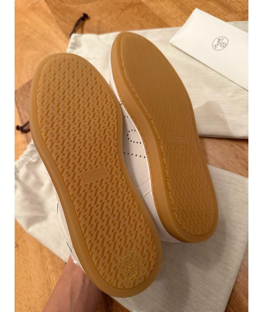 HERMES Белые кожаные кроссовки, фото 5