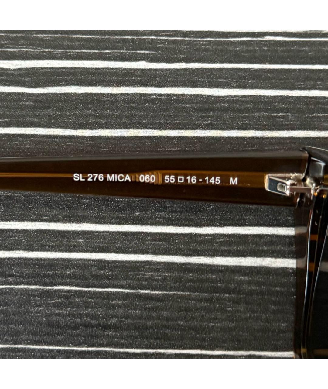 SAINT LAURENT Коричневые пластиковые солнцезащитные очки, фото 3