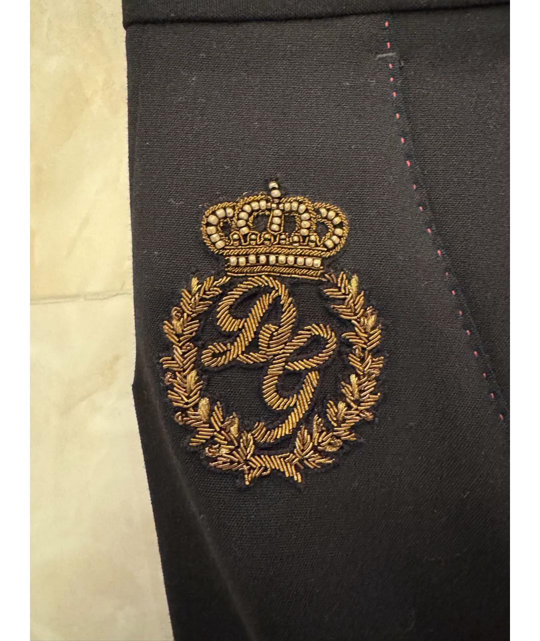 DOLCE&GABBANA Черные шерстяные прямые брюки, фото 4