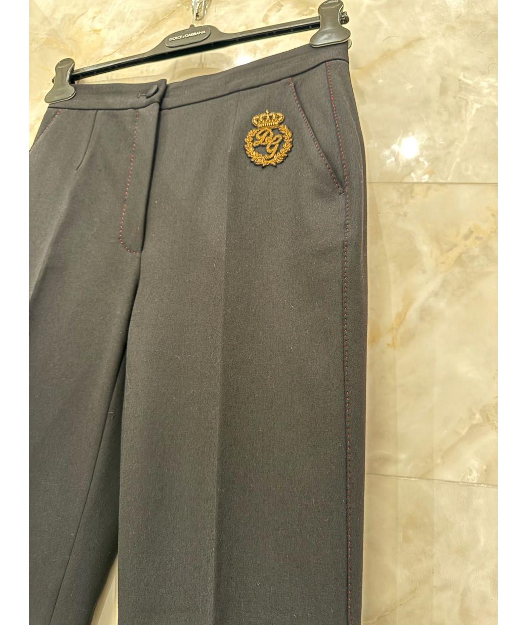 DOLCE&GABBANA Черные шерстяные прямые брюки, фото 5