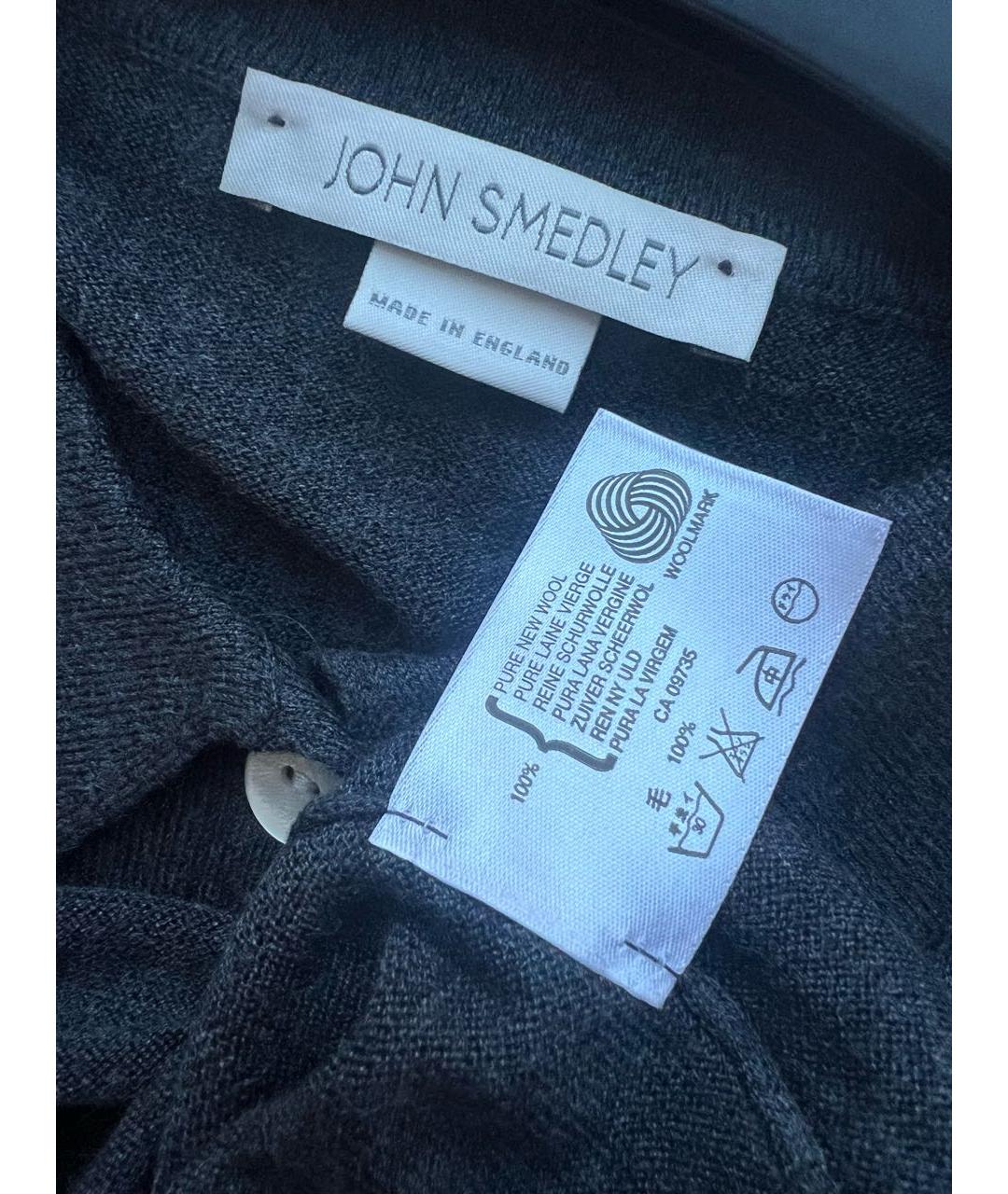 JOHN SMEDLEY Серый шерстяной кардиган, фото 3