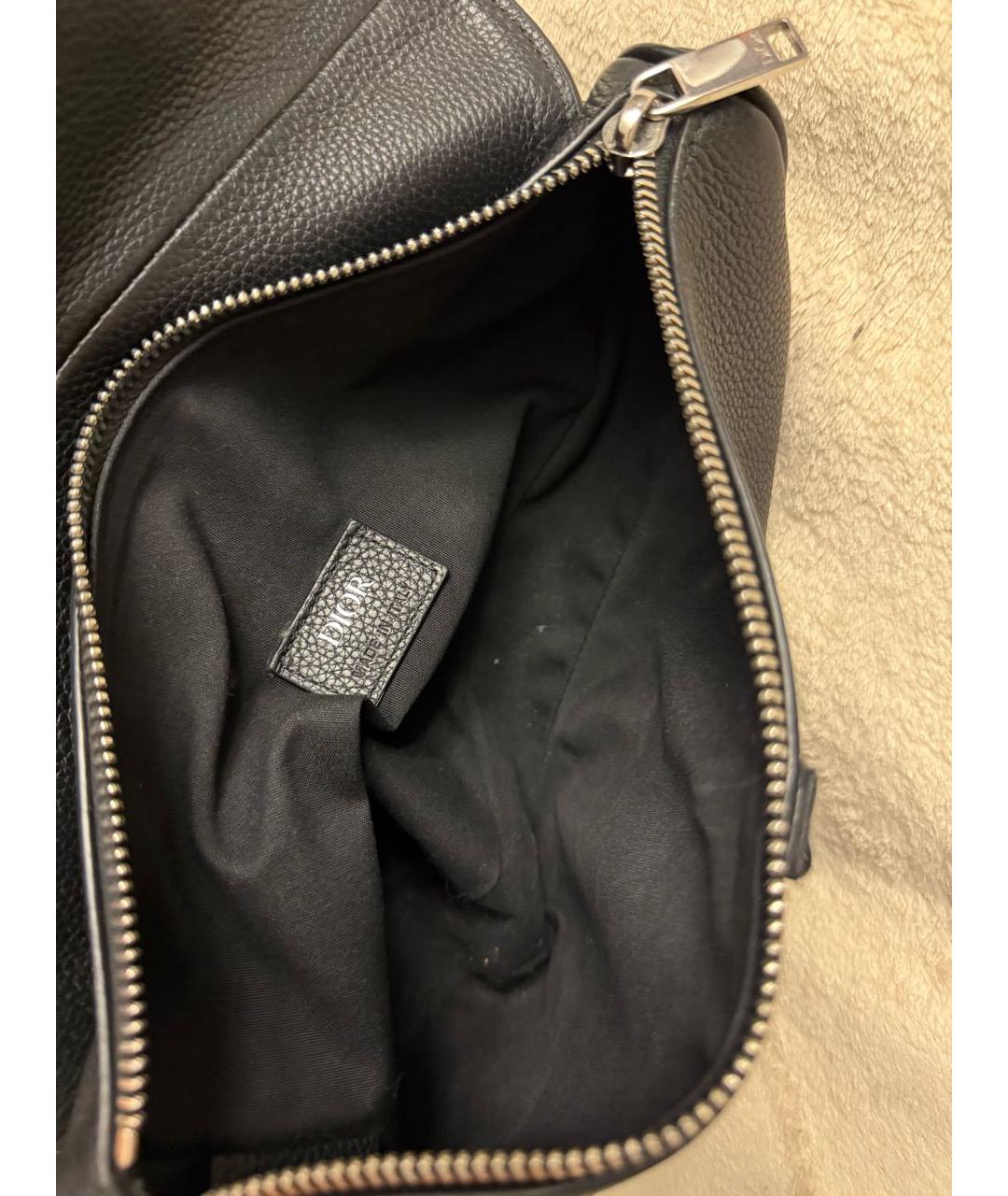 CHRISTIAN DIOR Черная кожаная сумка на плечо, фото 3