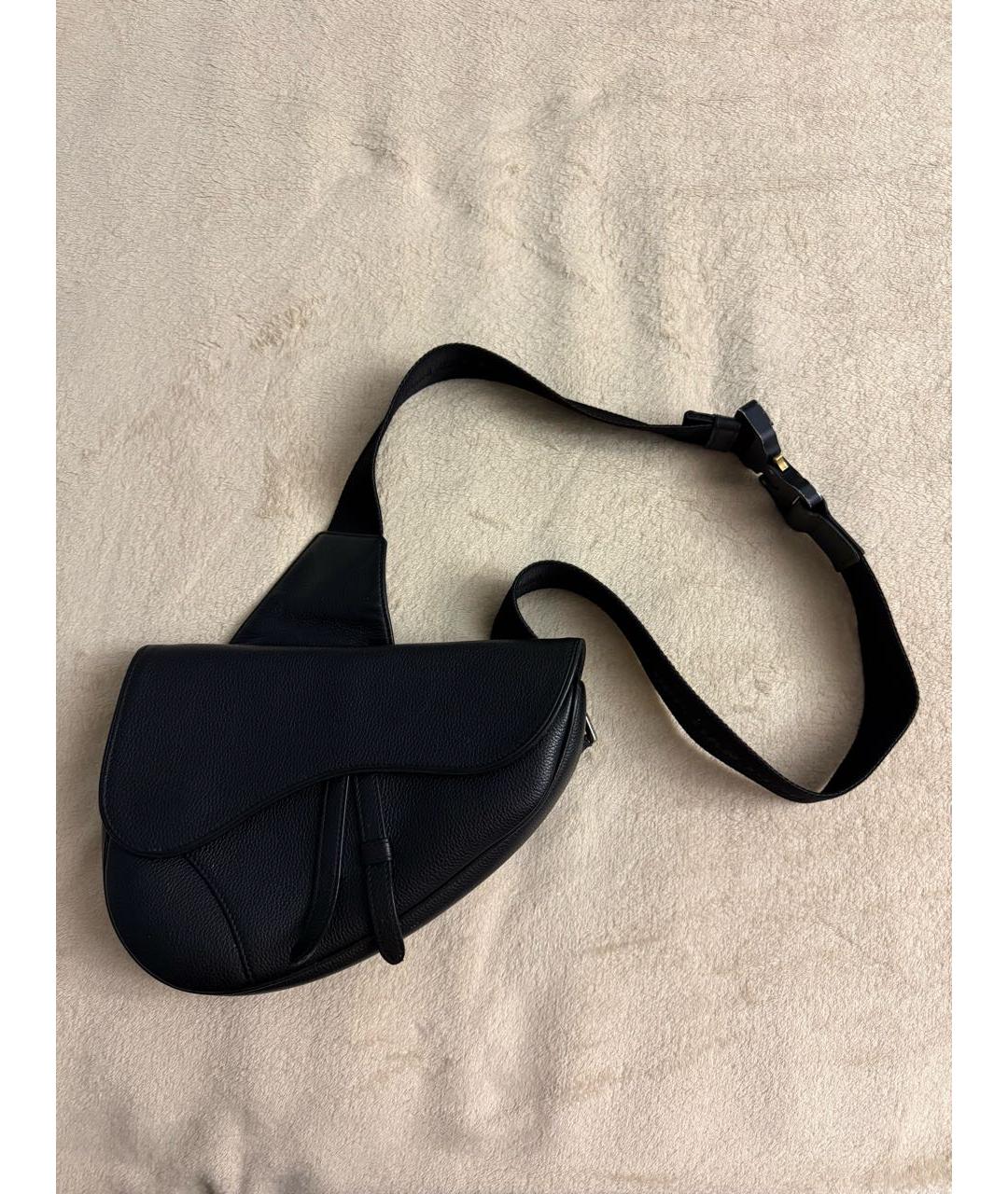 CHRISTIAN DIOR Черная кожаная сумка на плечо, фото 6
