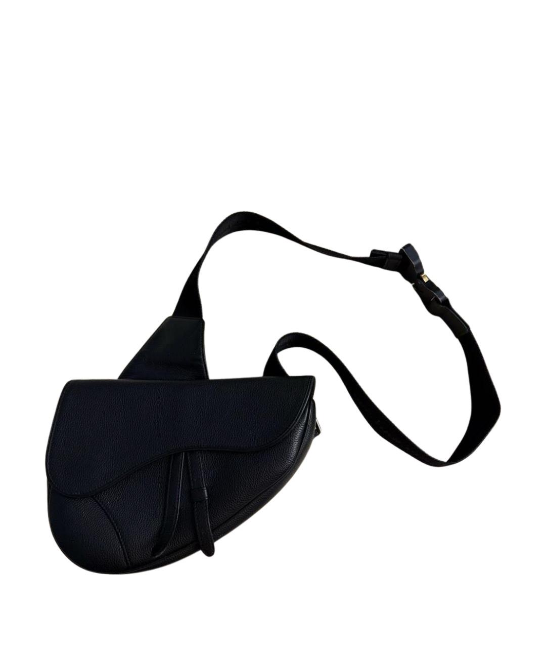 CHRISTIAN DIOR Черная кожаная сумка на плечо, фото 1