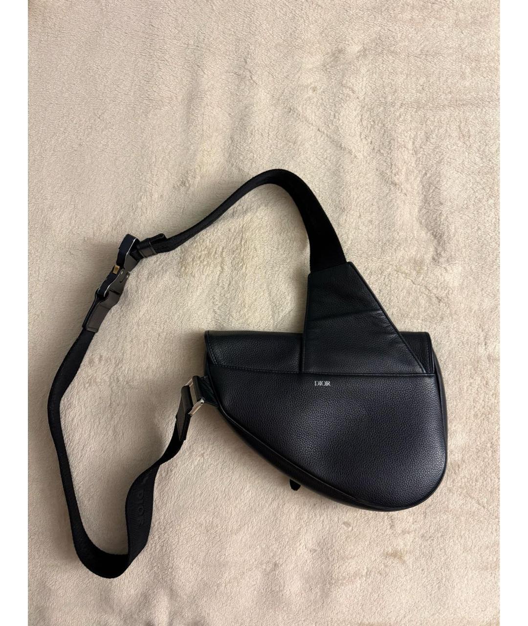 CHRISTIAN DIOR Черная кожаная сумка на плечо, фото 2