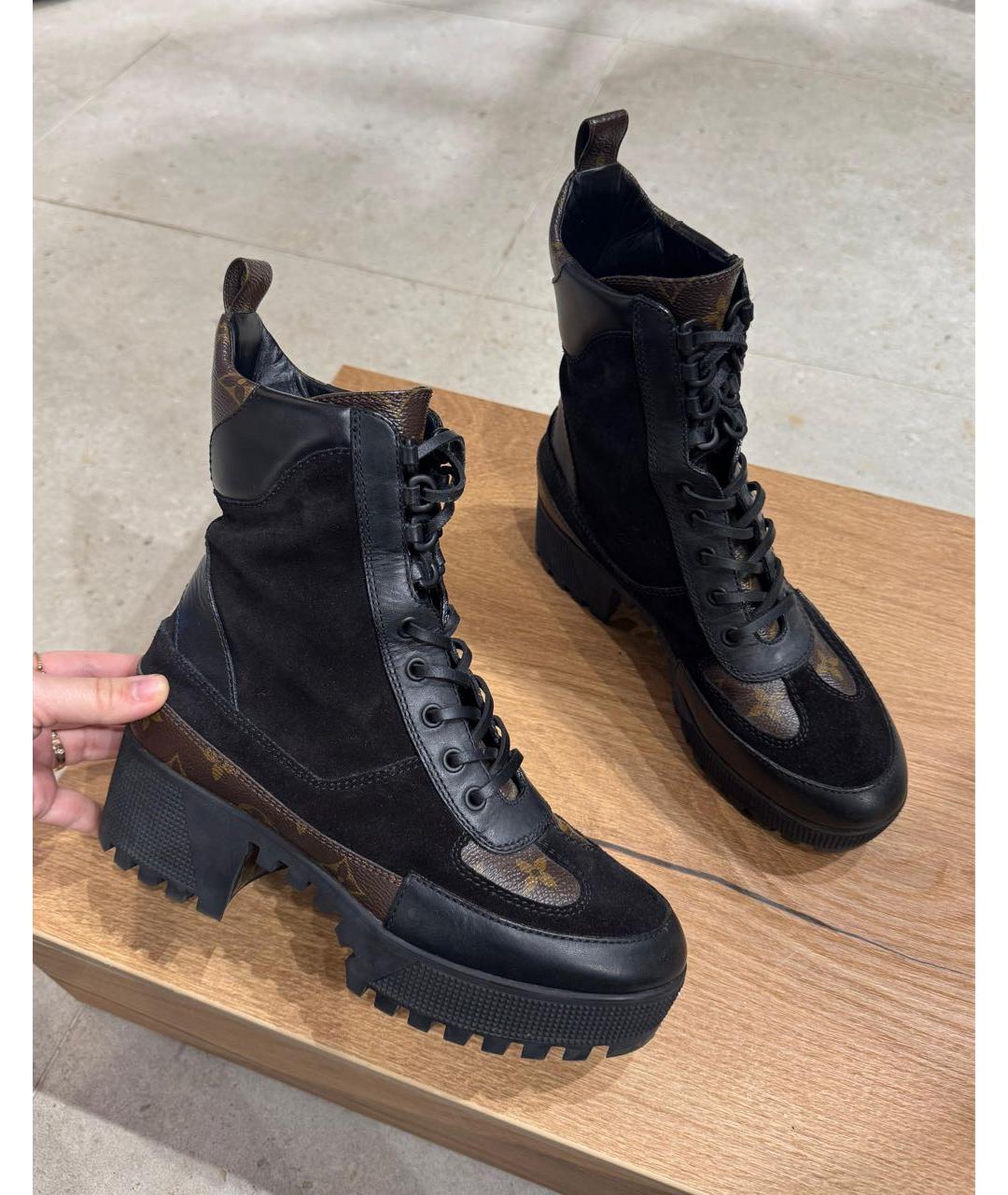 LOUIS VUITTON Черные кожаные ботинки, фото 3