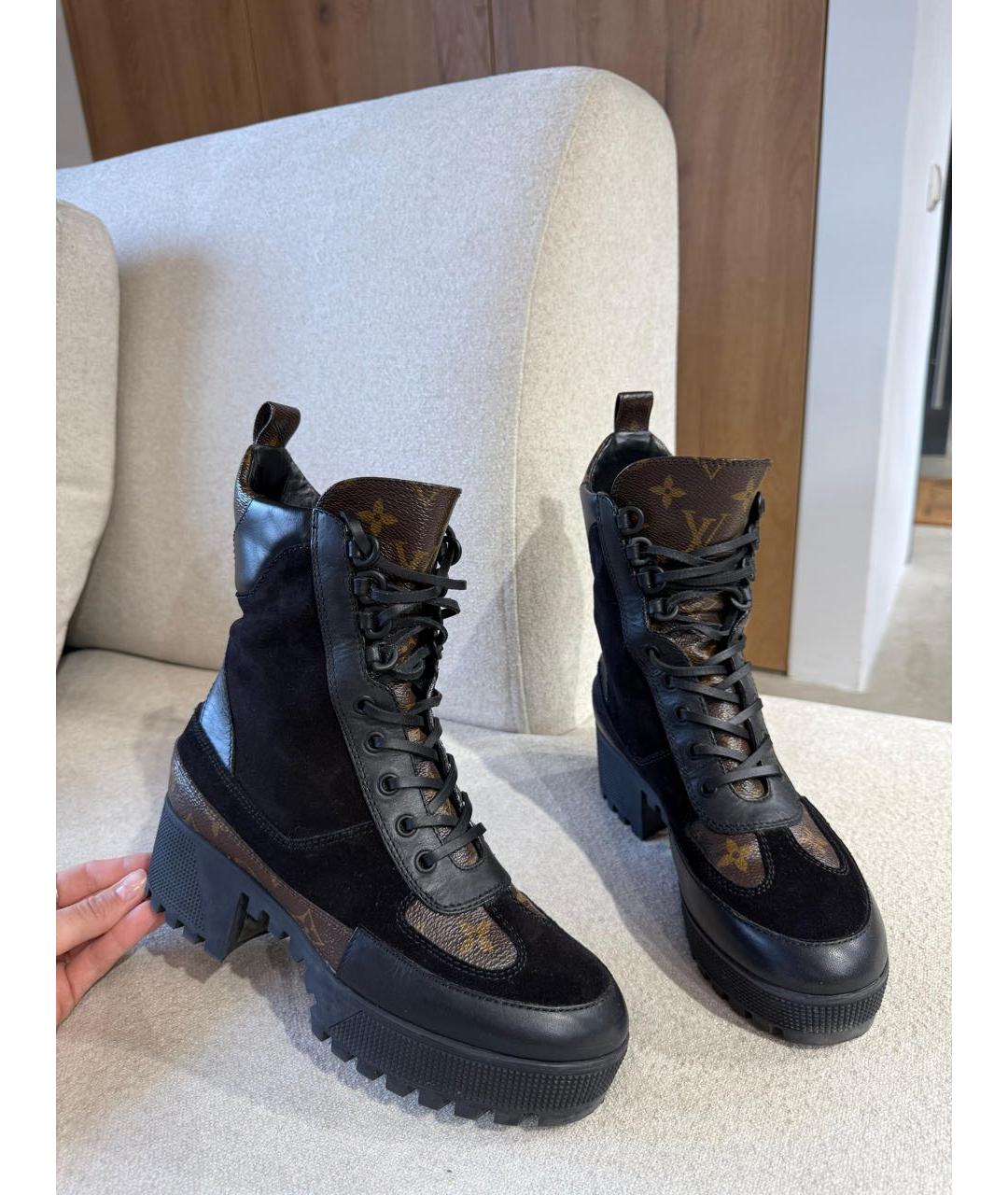 LOUIS VUITTON Черные кожаные ботинки, фото 2