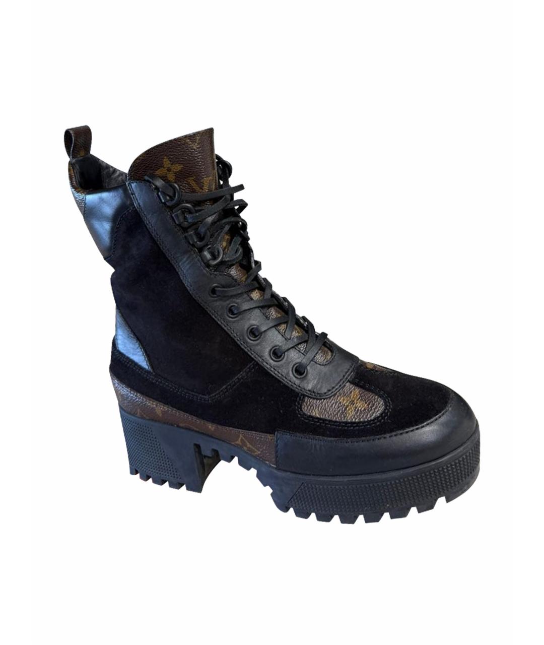 LOUIS VUITTON Черные кожаные ботинки, фото 1