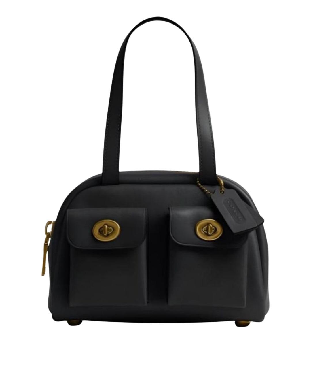 COACH Черная кожаная сумка с короткими ручками, фото 1