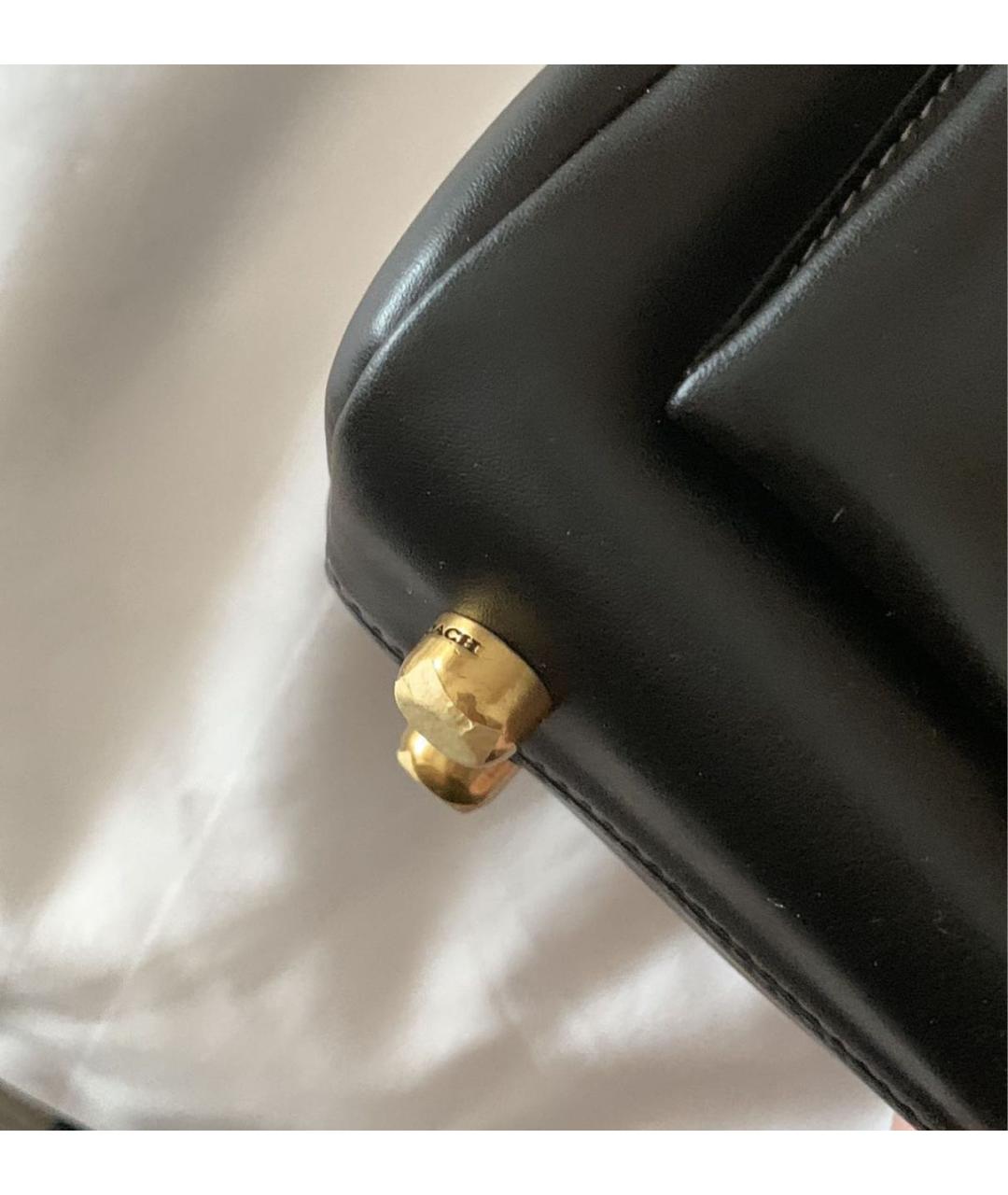 COACH Черная кожаная сумка с короткими ручками, фото 7