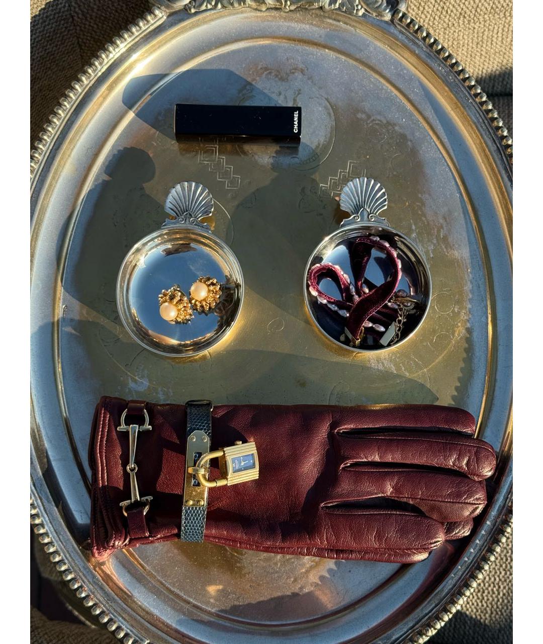 HERMES Темно-синие позолоченные часы, фото 2