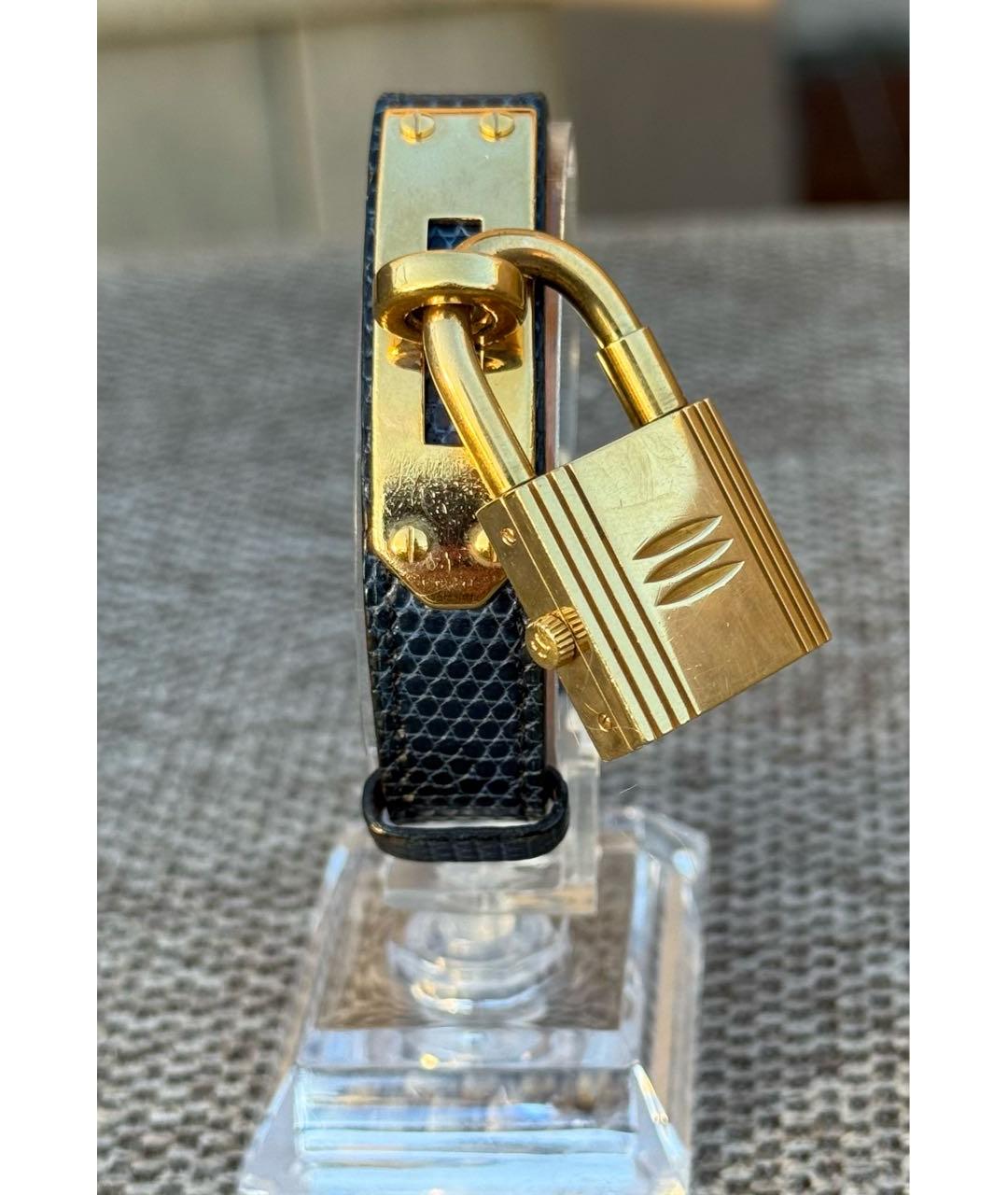 HERMES Темно-синие позолоченные часы, фото 8