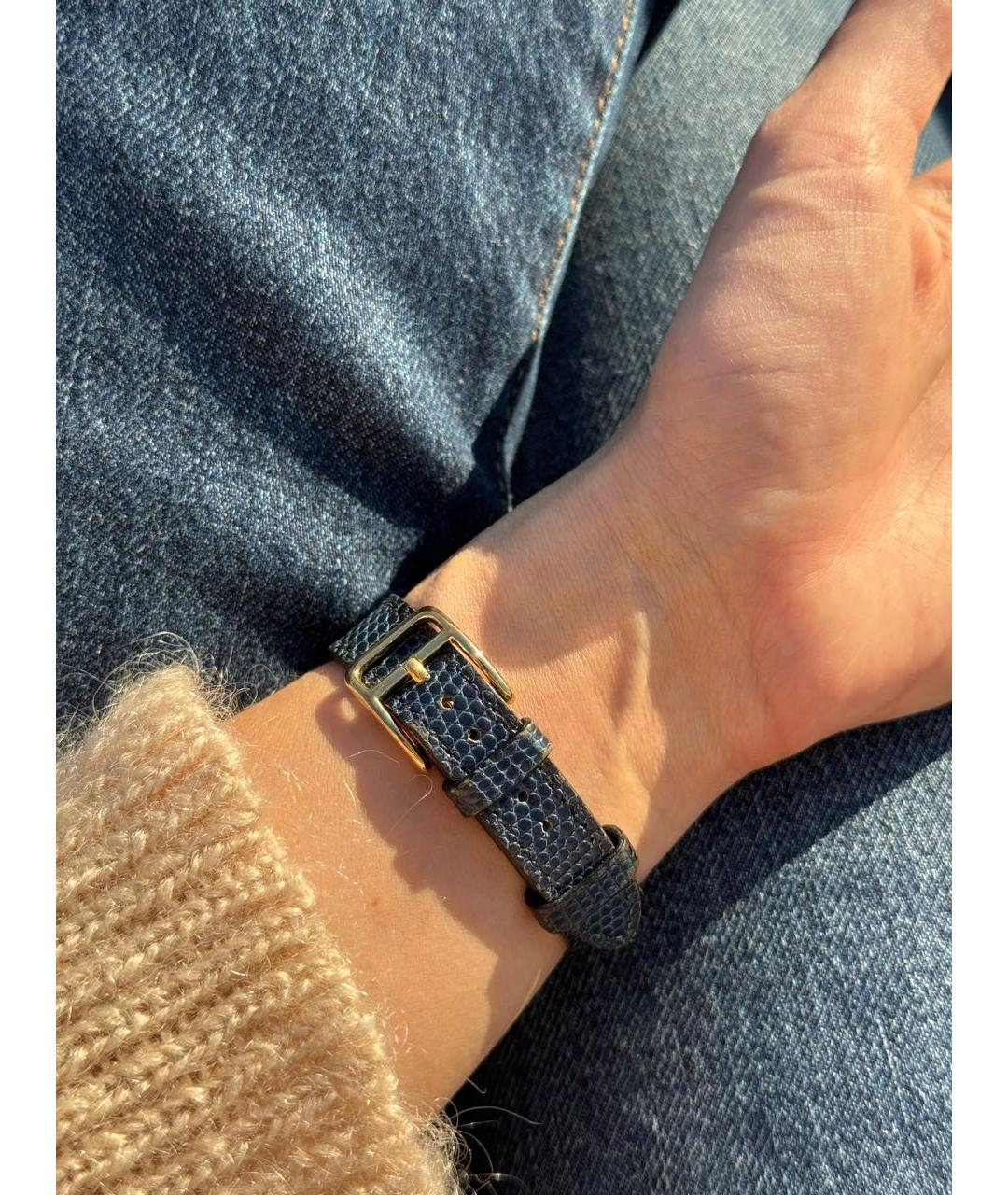 HERMES Темно-синие позолоченные часы, фото 7