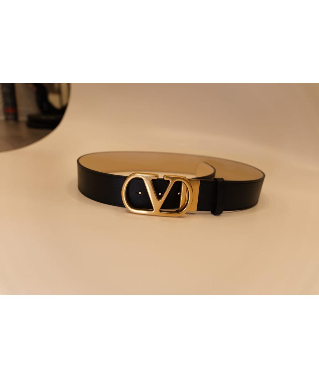 VALENTINO Черный кожаный ремень, фото 2