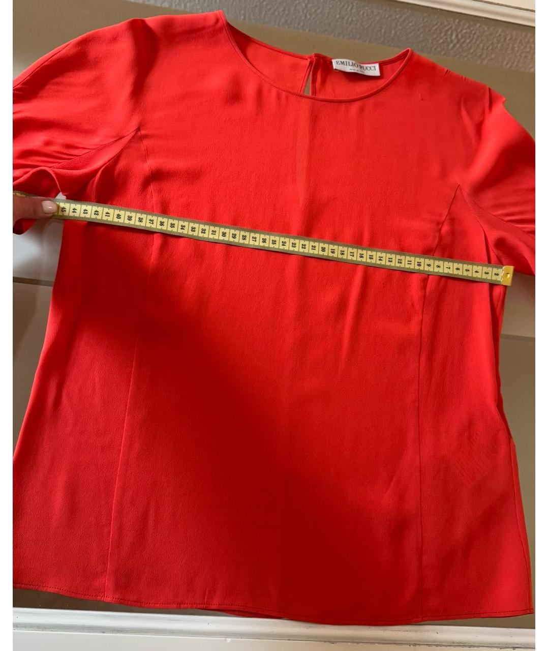 EMILIO PUCCI Коралловая шелковая блузы, фото 8