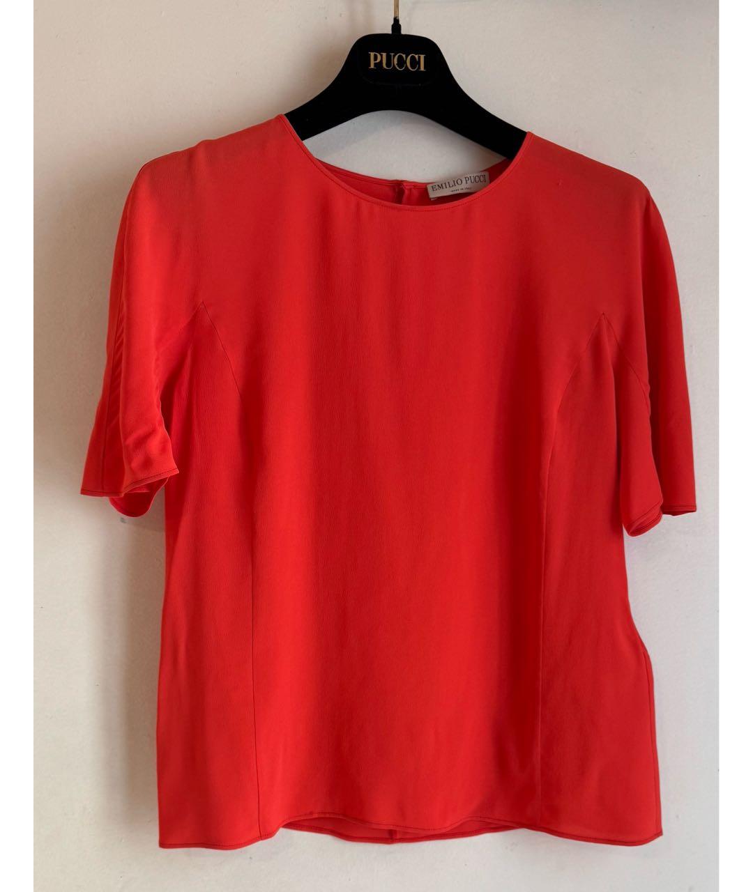 EMILIO PUCCI Коралловая шелковая блузы, фото 2