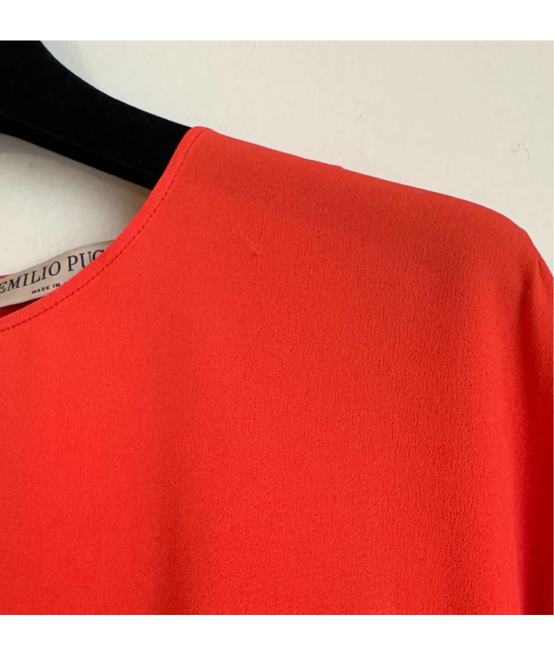 EMILIO PUCCI Коралловая шелковая блузы, фото 6