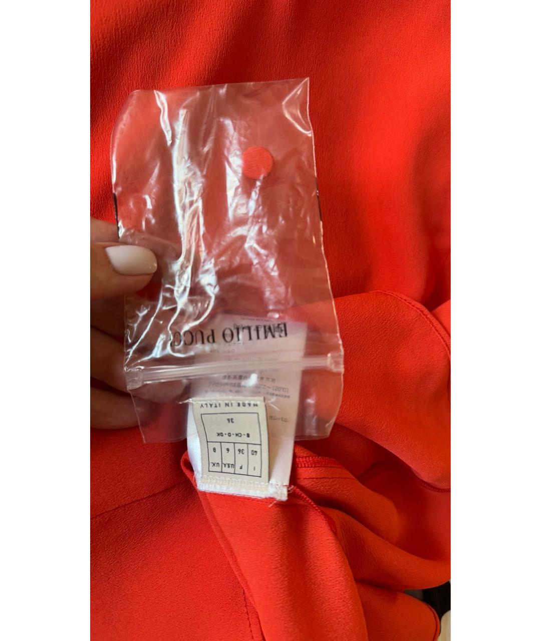 EMILIO PUCCI Коралловая шелковая блузы, фото 5