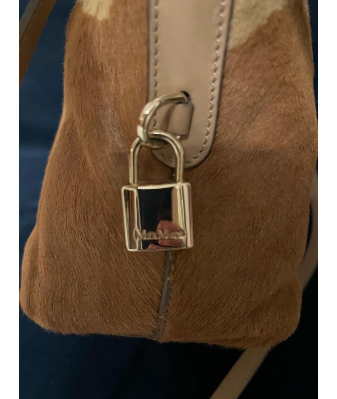 MAX MARA Бежевая меховая сумка с короткими ручками, фото 4