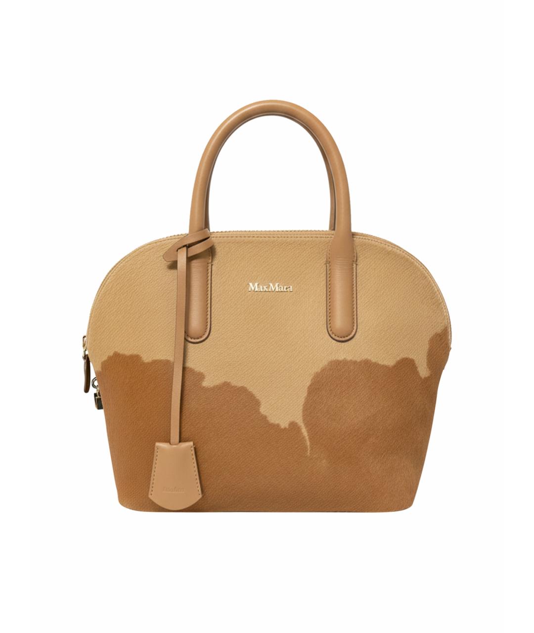 MAX MARA Бежевая меховая сумка с короткими ручками, фото 1