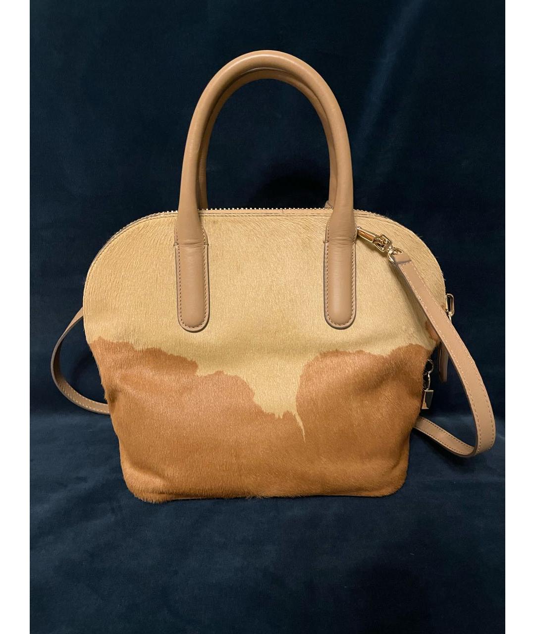 MAX MARA Бежевая меховая сумка с короткими ручками, фото 2