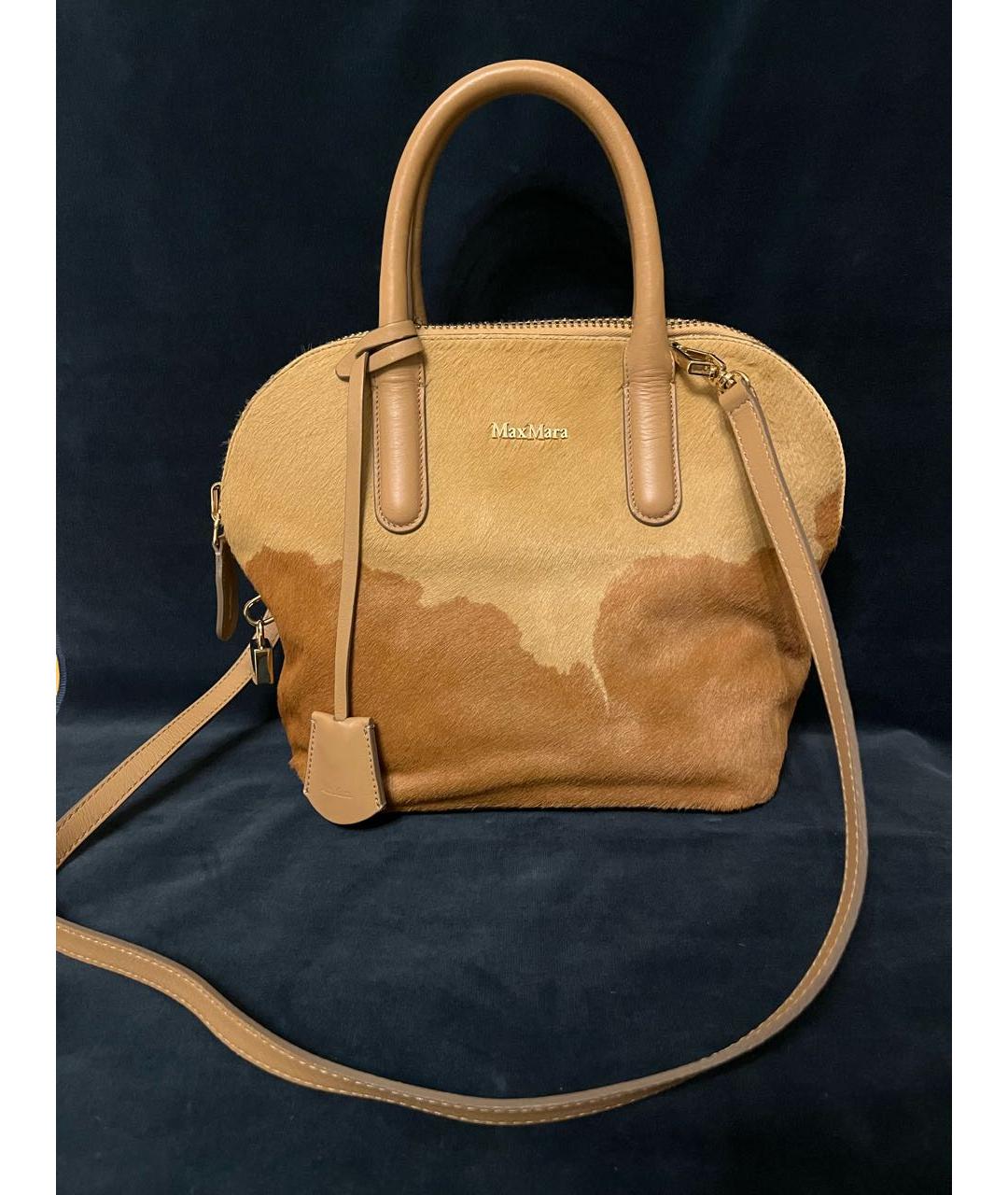 MAX MARA Бежевая меховая сумка с короткими ручками, фото 8