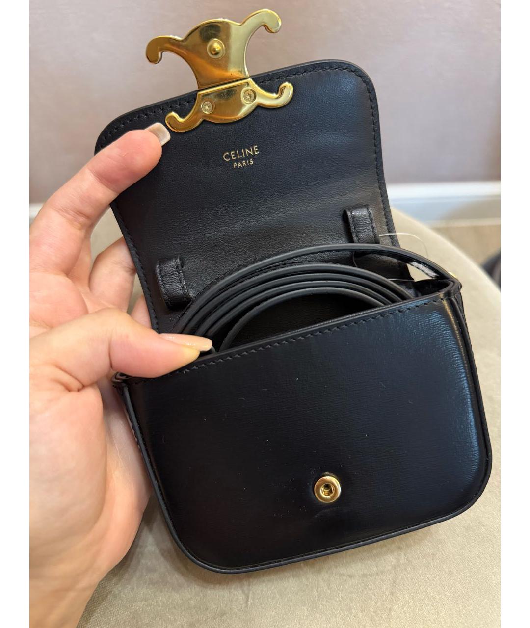 CELINE Черная кожаная сумка через плечо, фото 4