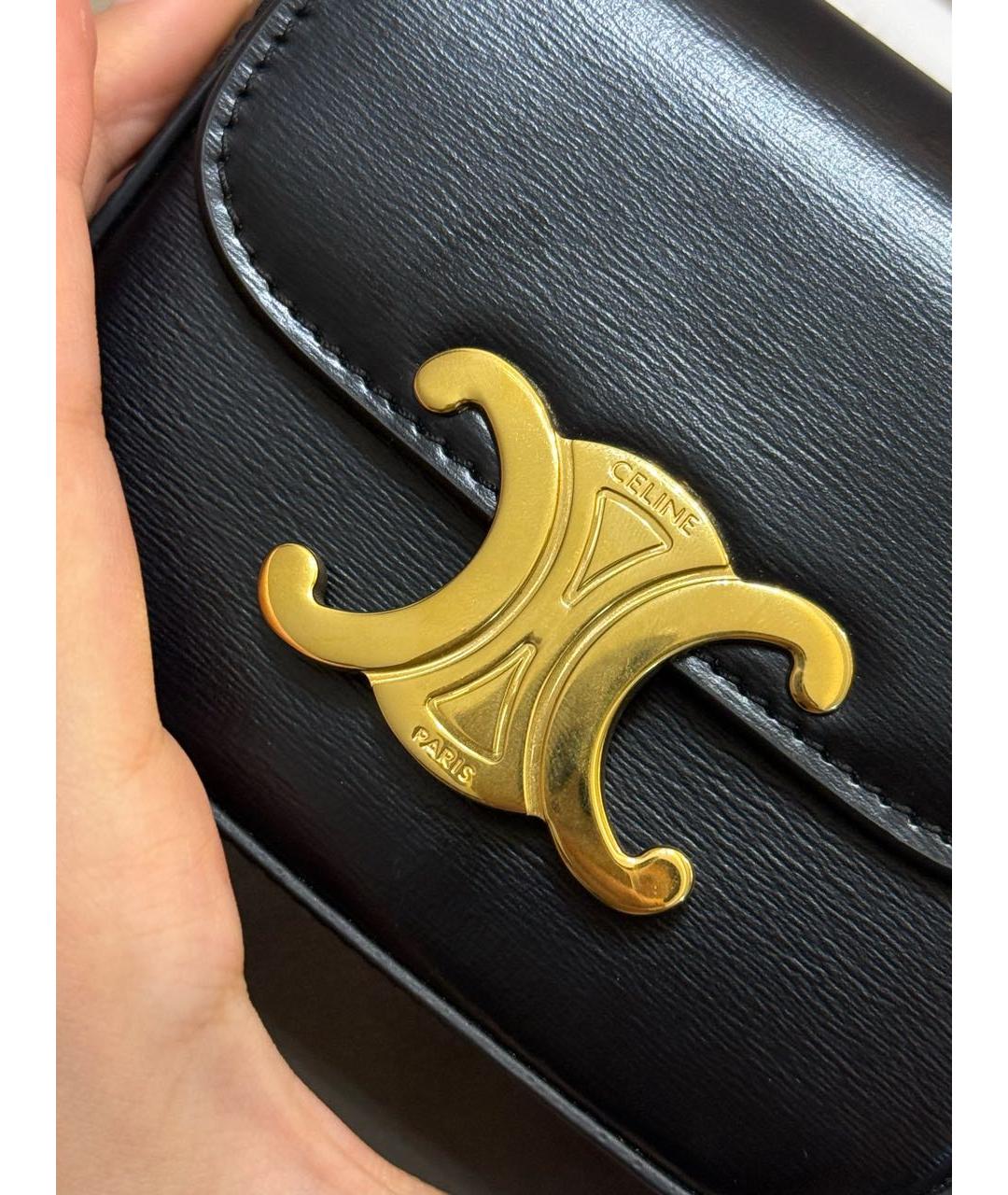 CELINE Черная кожаная сумка через плечо, фото 3