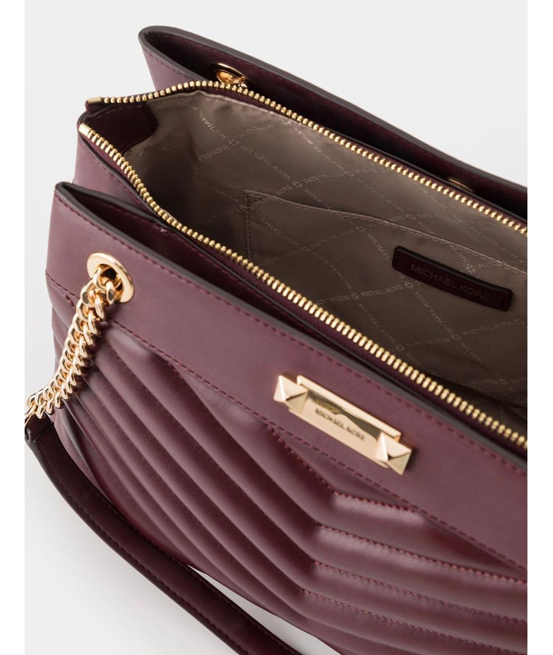 MICHAEL KORS Бордовая кожаная сумка через плечо, фото 3