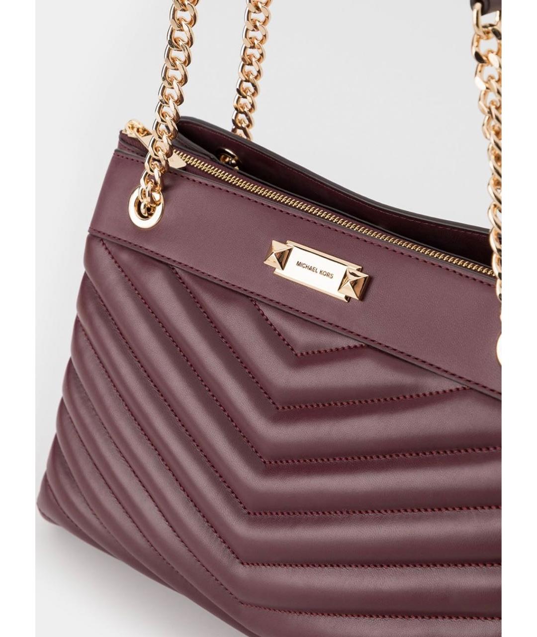 MICHAEL KORS Бордовая кожаная сумка через плечо, фото 4