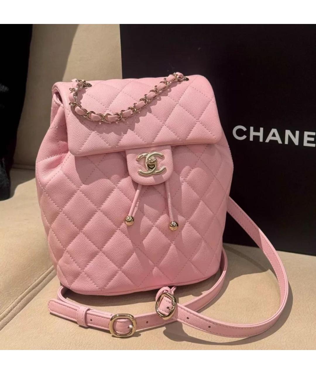 CHANEL Розовый кожаный рюкзак, фото 3