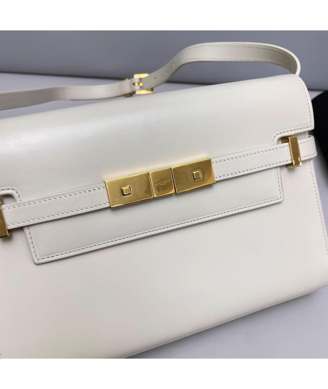 SAINT LAURENT Бежевая кожаная сумка через плечо, фото 5